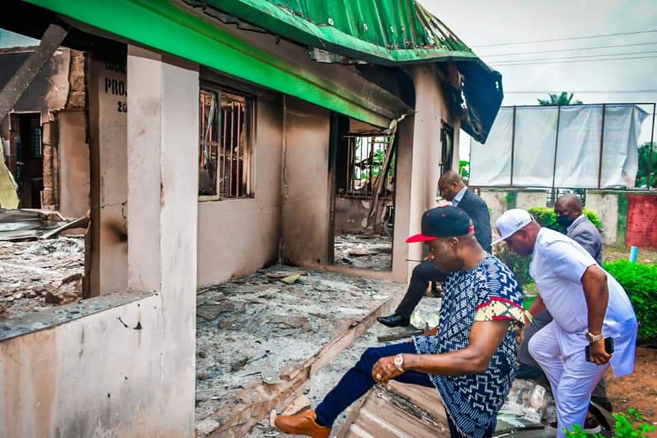 Soludo visits burnt Nnewi South Local Government Secretariat