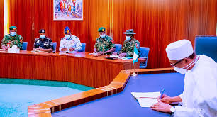 President Buhari meets with security chiefs over Abuja-Kaduna train attack
