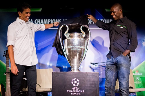 Dutch legend Clarence seedorf tours Nigeria with UEFA CL trophy