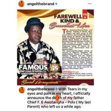 Angel announces death of father