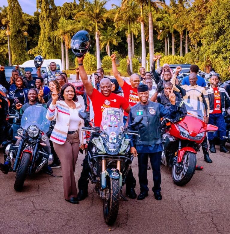 Osinbajo receives London-Lagos biker, Kunle Adeyanju