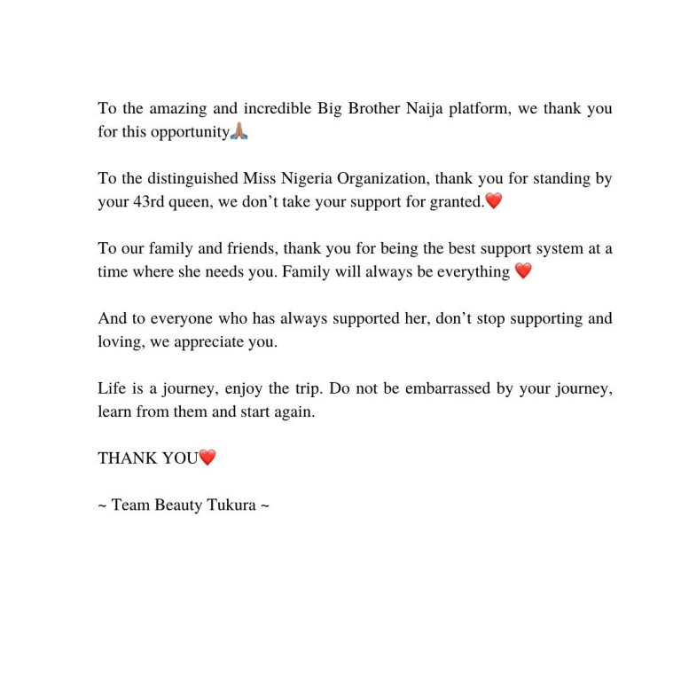 BBNaija 7: Beauty’s mgt team reacts to her disqualification