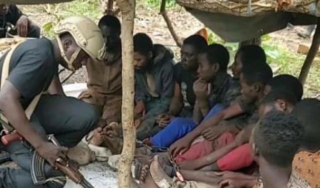 UNCOVERED: How soldiers located terrorists’ hostages tied with ropes in Kaduna forest(Photos)