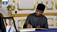 Osinbajo spotted wearing black “agbada” to Queen Elizabeth’s funeral