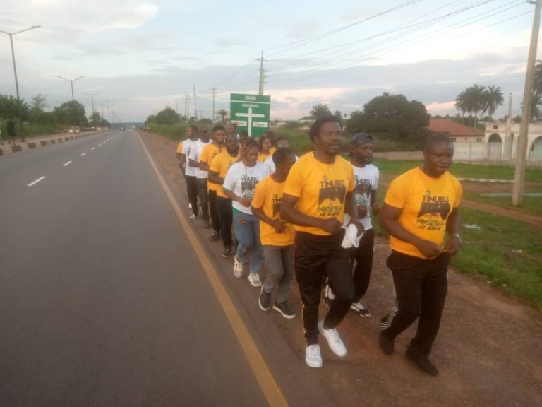 APC youths jogging for Tinubu from Yenagoa approach Lagos