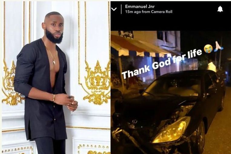 BBNaija star, Emmanuel survives ghastly motor accident