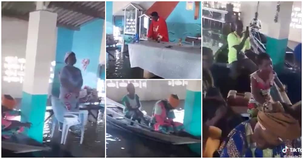 How worshippers observed Sunday service in a flooded hall in Kogi [Watch]