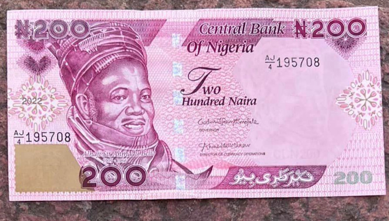 The new N200 banknote as released by CBN