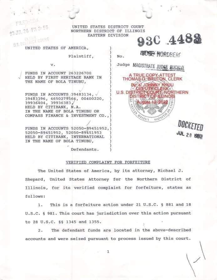 APC dismisses surface of certified US court judgment documents on drug allegations against Tinubu