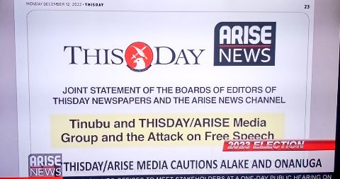 Thisday, Arise media group replies Alake, Onanuga, says allegations are false, baseless