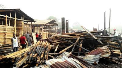 Just In: Fire guts Anambra timber market