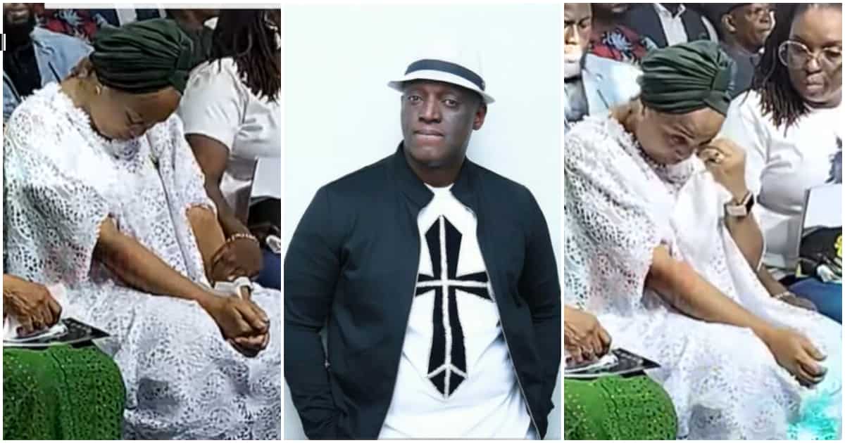 Painful, late Sammie Okposo’s wife in tears after watching her late husband on screen (VIDEO)