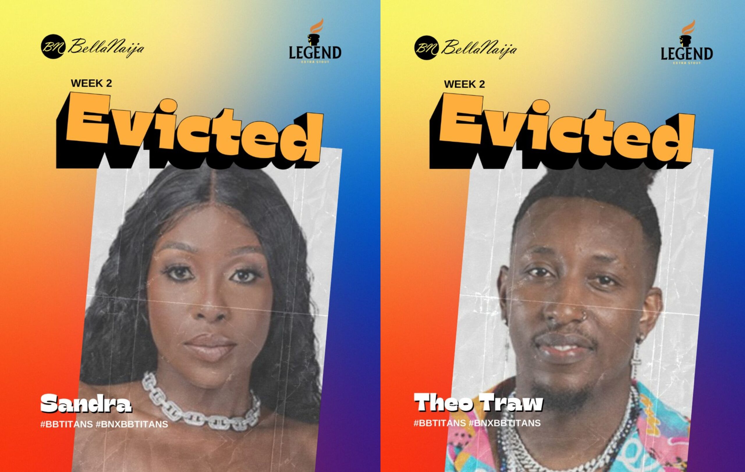 BBTitans: Nigerian Sandra and South African Theo Traw evicted
