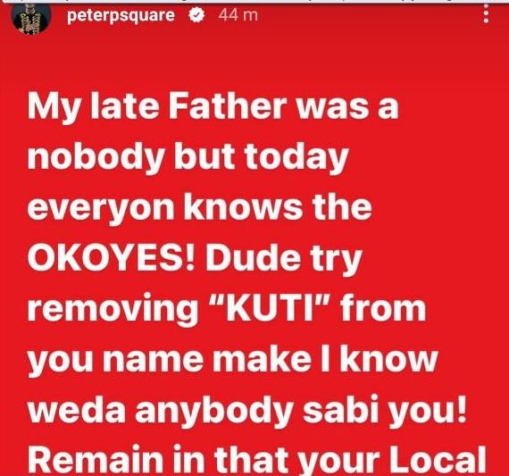 "Remove Kuti from your name and test your relevance"-Peter PSquare tells Seun Kuti