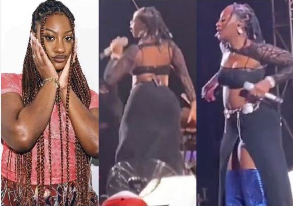 Tem’s thrills fans with outfit and sultry dance on stage during performance