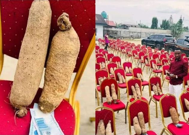 Guests at Port Harcourt event receive new naira notes, tubers of yam