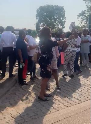 [TRENDING VIDEO] NSITF staff protesting in Abuja over alleged mismanagement, plan to recruit unqualified personnel