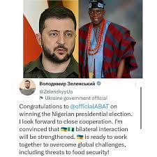 Ukraine president Zelensky congratulates Tinubu for his emergence as President-elect