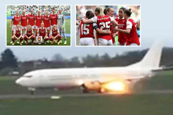 Narrow escape as plane conveying Arsenal players burst into flames on runway