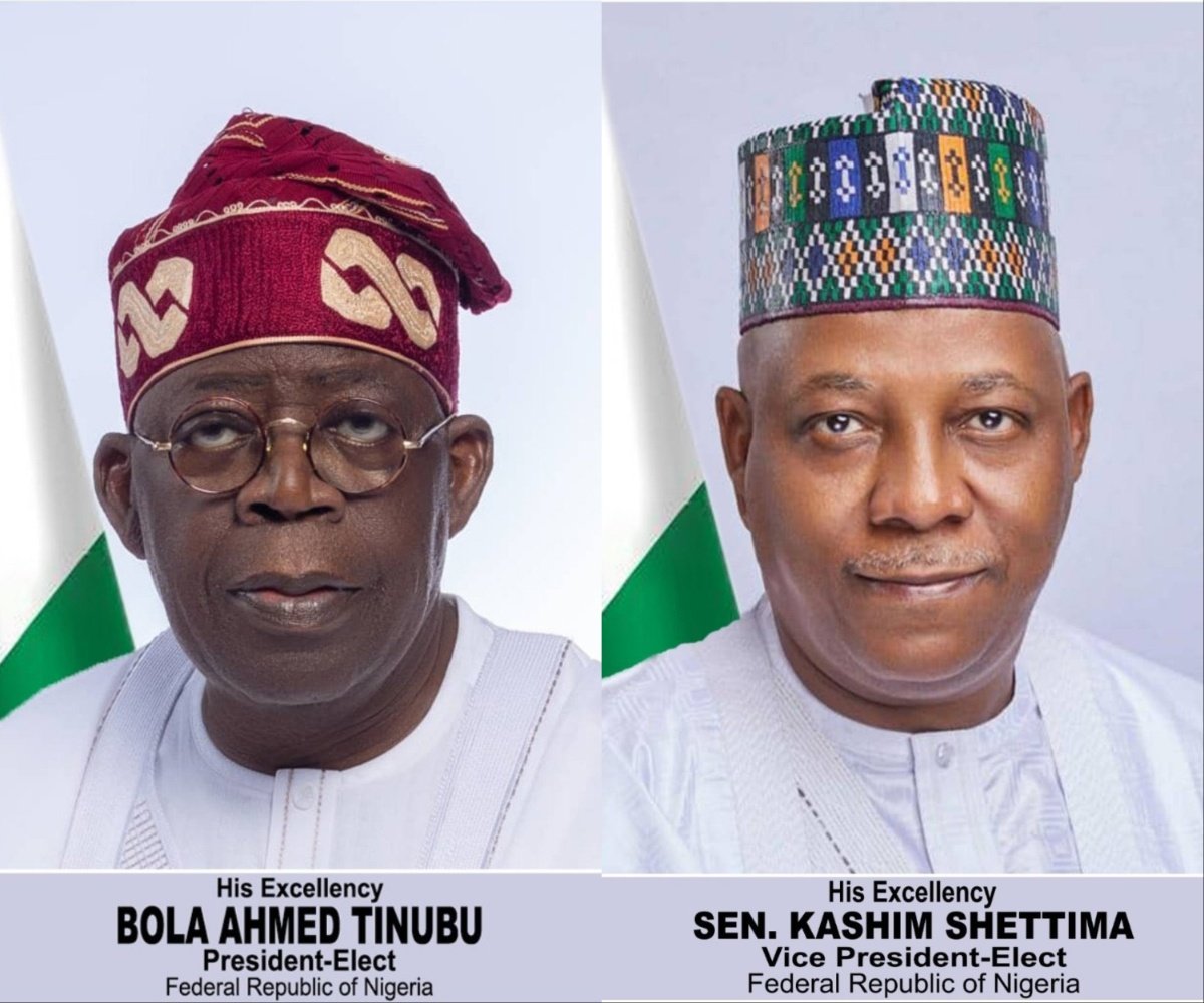 May 29 Handover: Tinubu, Shettima official portrait released