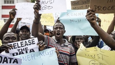 Sierra Leone opposition supporters protest against electoral body
