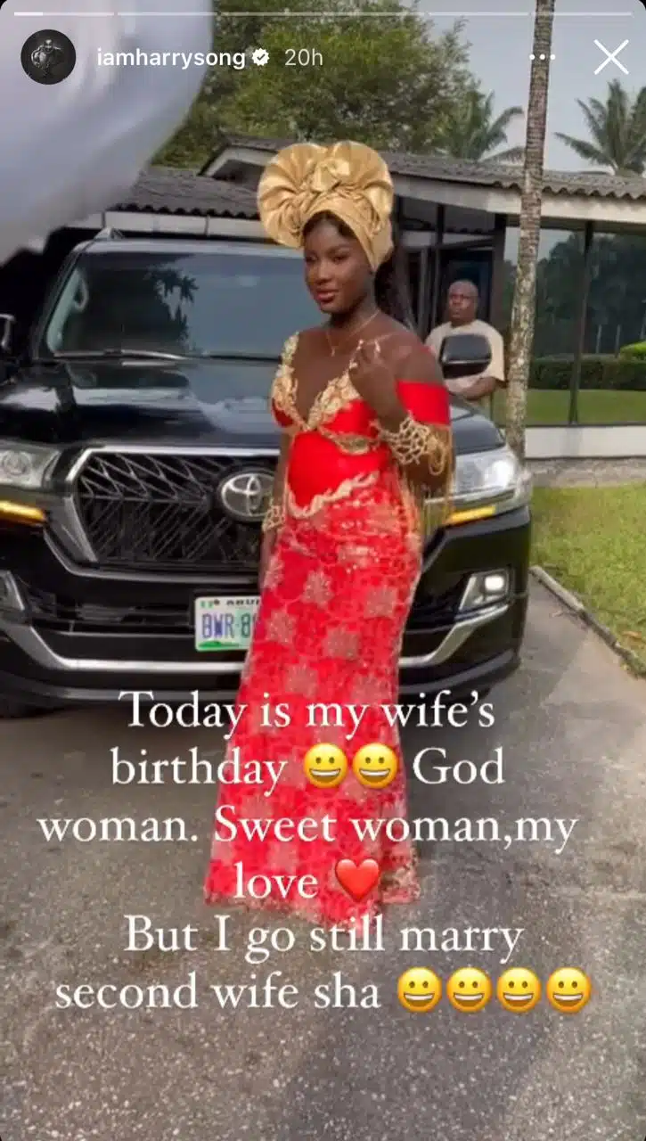 I will marry second wife – Harrysong tells wife on her birthday