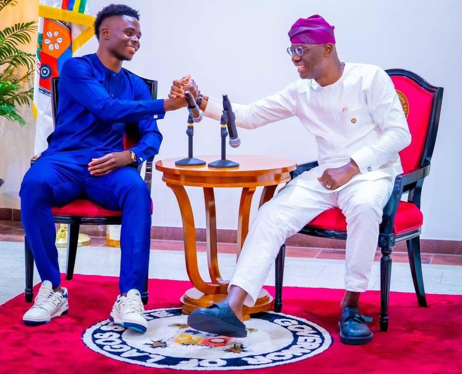 Arsenal star, Saka meets Governor Sanwo-Olu in Lagos