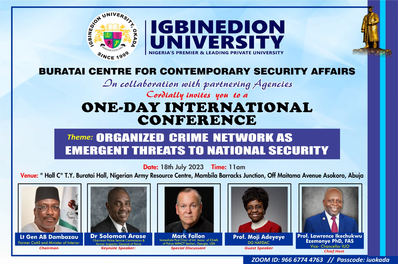 Igbinedion varsity holds int’l confab on Organised Crime Network as Emergent Threats to N/Security