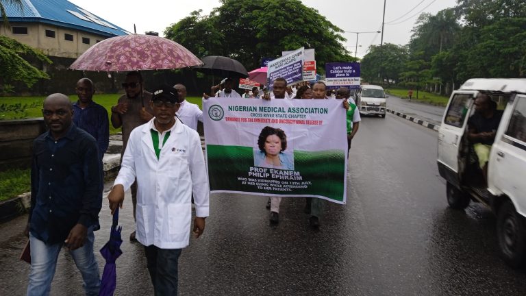 Doctors protest over colleague’s abduction in Calabar+Photos