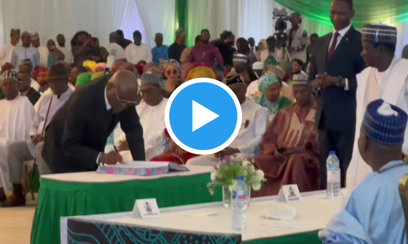 VIDEO: Watch moments Wike signed oath as Minister and shook hands with Tinubu