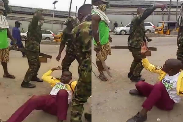 [Watch video]: Soldiers launch reprisal attacks on LASTMA officials in Lagos