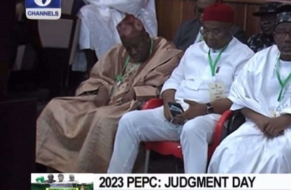 PHOTOS: SEE Ganduje, other APC top wigs sleep at PEPC ruling
