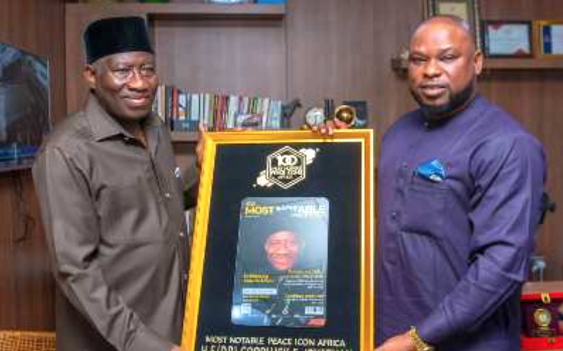 Ex-President Jonathan named Symbol of Peace