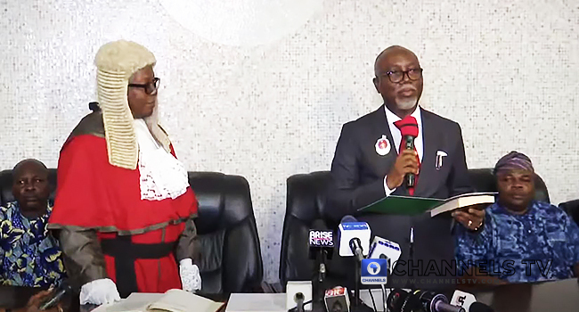 BREAKING: Hours after Akeredolu’s death, Aiyedatiwa sworn in as Ondo governor