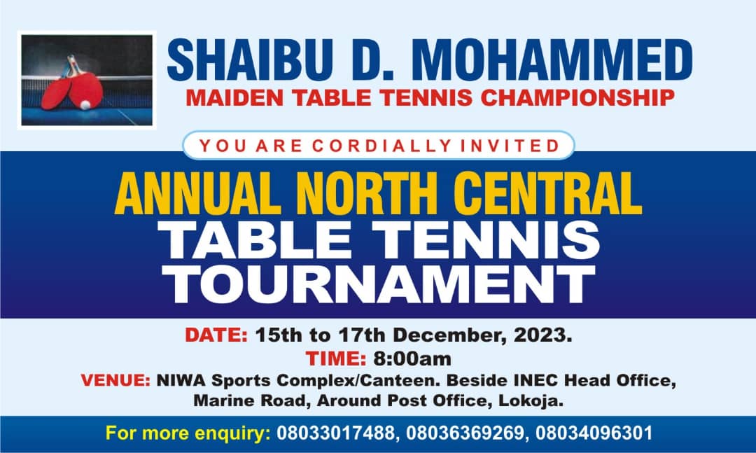 Inaugural Shaibu D. Mohamed North Central Table Tennis Tournament set to kick off