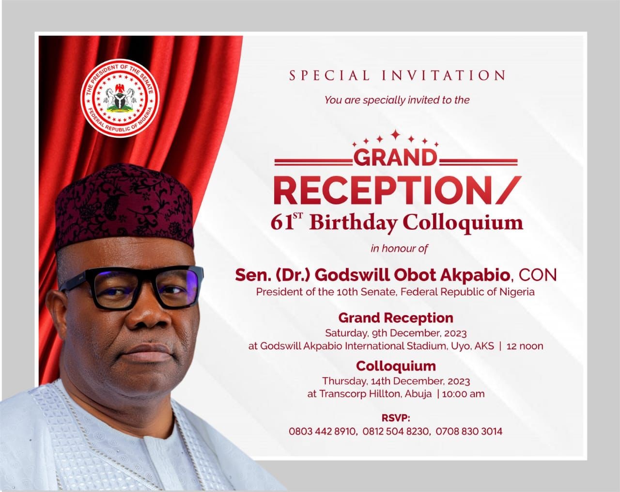 Friends and well wishers plan great reception to mark Akpabio’s 61st birthday
