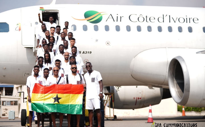 SEE PHOTOS: Black Stars of Ghana arrive AFCON 2023 dressed in Kente