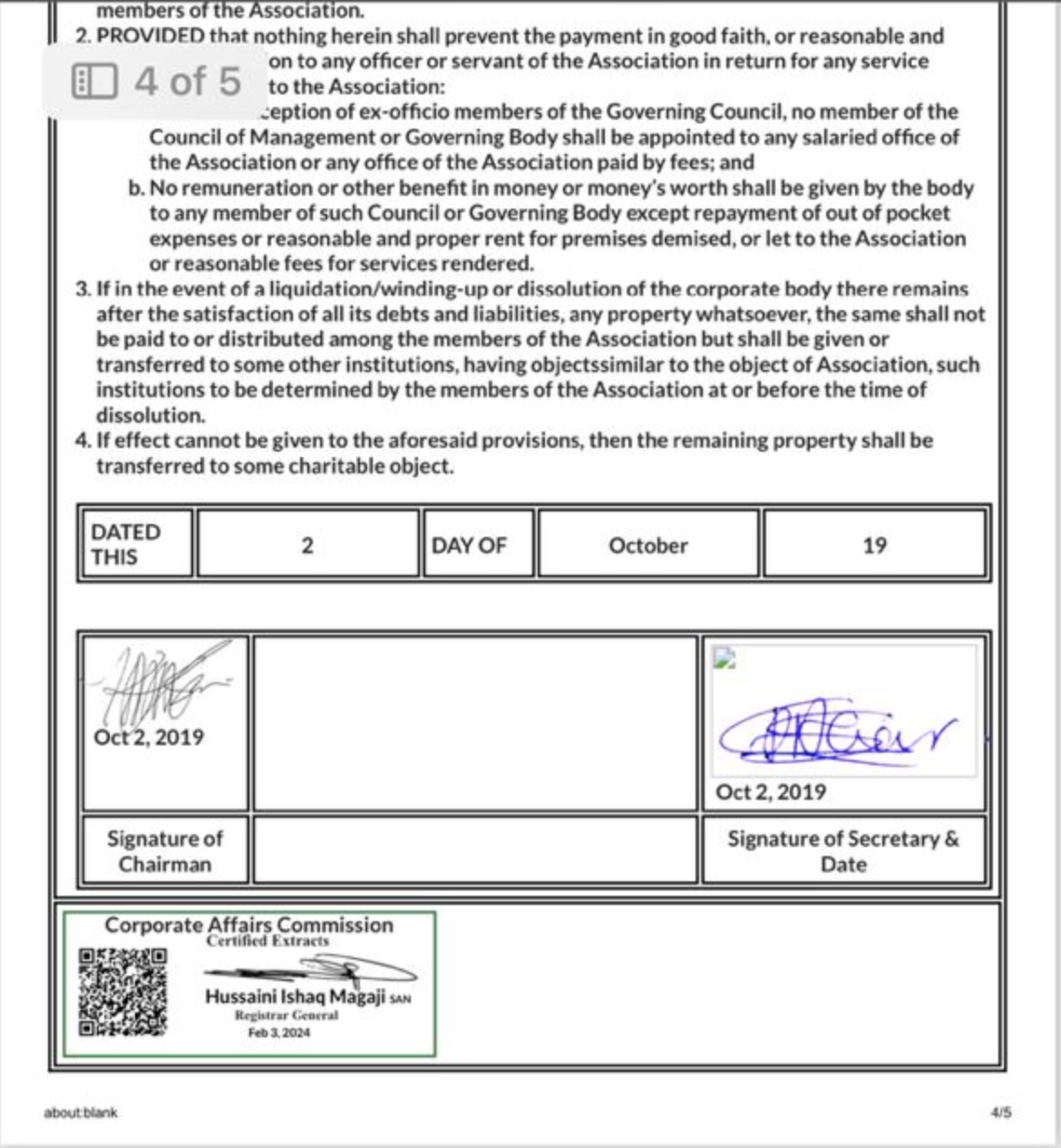 Faked signatory