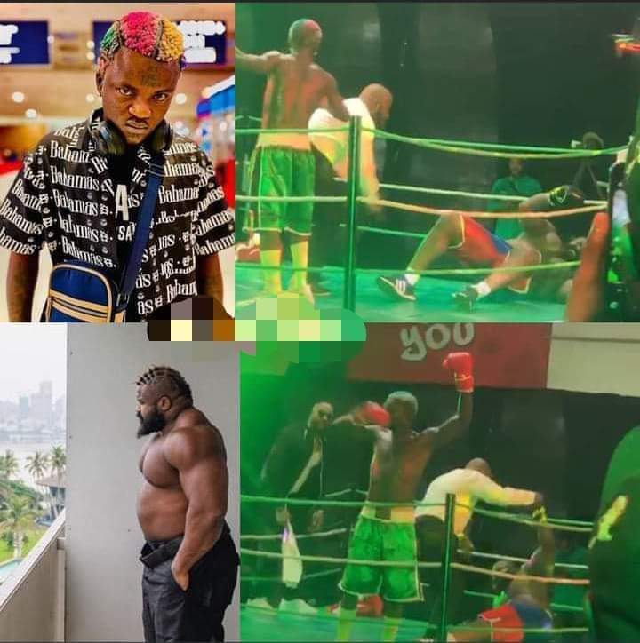 Portable knocks out Kizz Daniel’s bouncer, Kelvin Power in a Boxing Match
