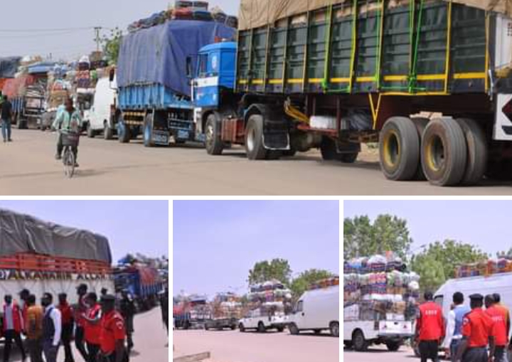BREAKING: EFCC intercepts 21 truck load of food items being diverted to neighbouring countries