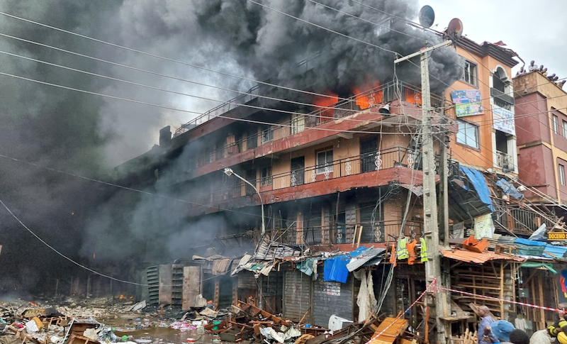 Fire wreaks havoc in Lagos; 4 buildings collapse, 14 others seriously impacted