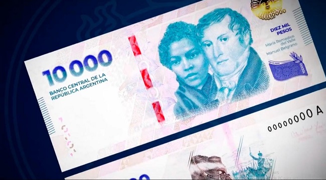 Argentina introduces 10,000 peso single note as inflation bites harder