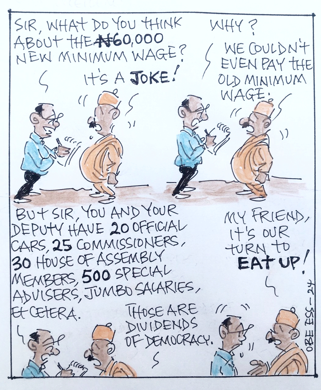 CARTOON OF THE DAY: N60,000 minimum wage is a joke