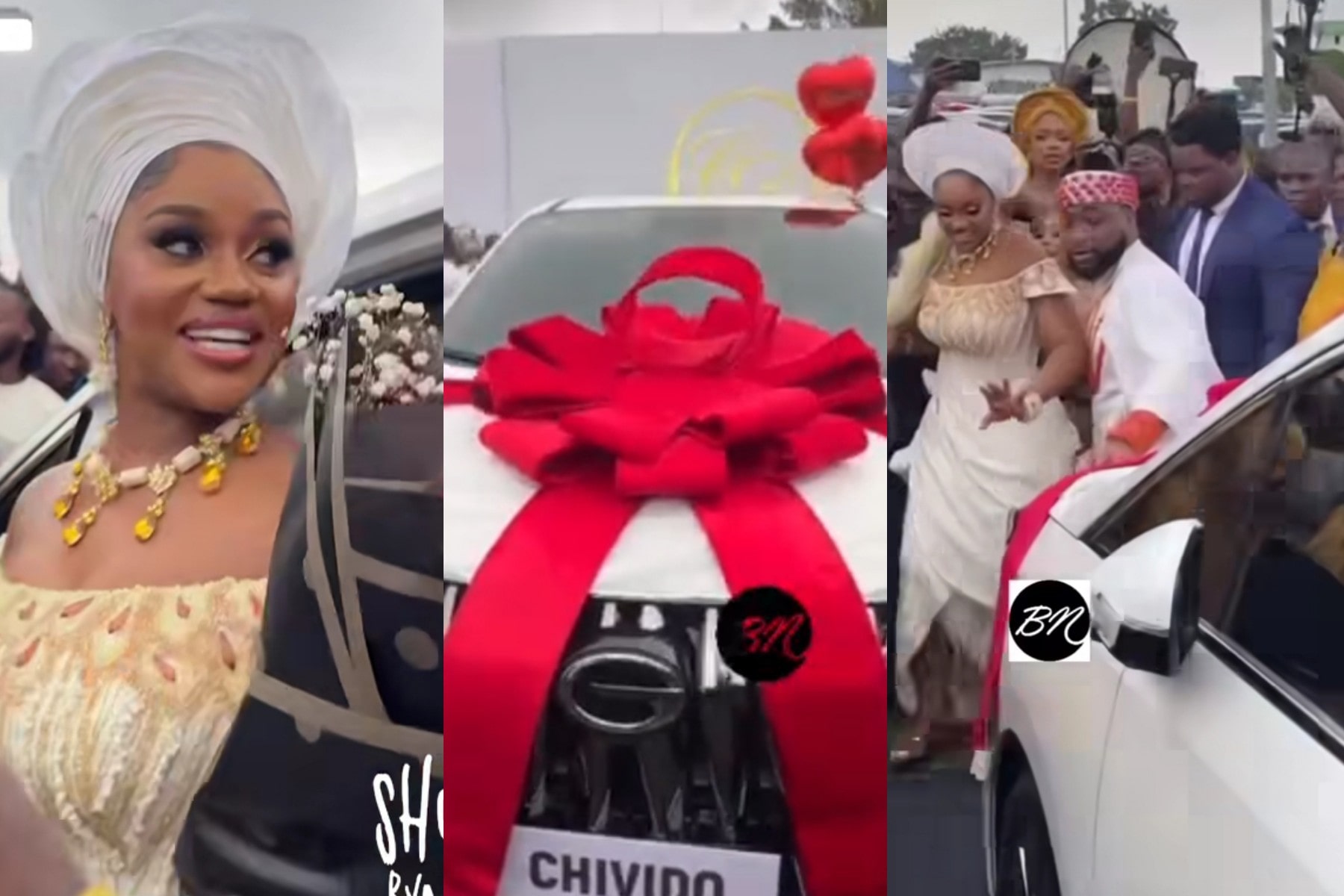 CHIVIDO2024: Davido gifts Chioma brand new car on wedding day (Video)