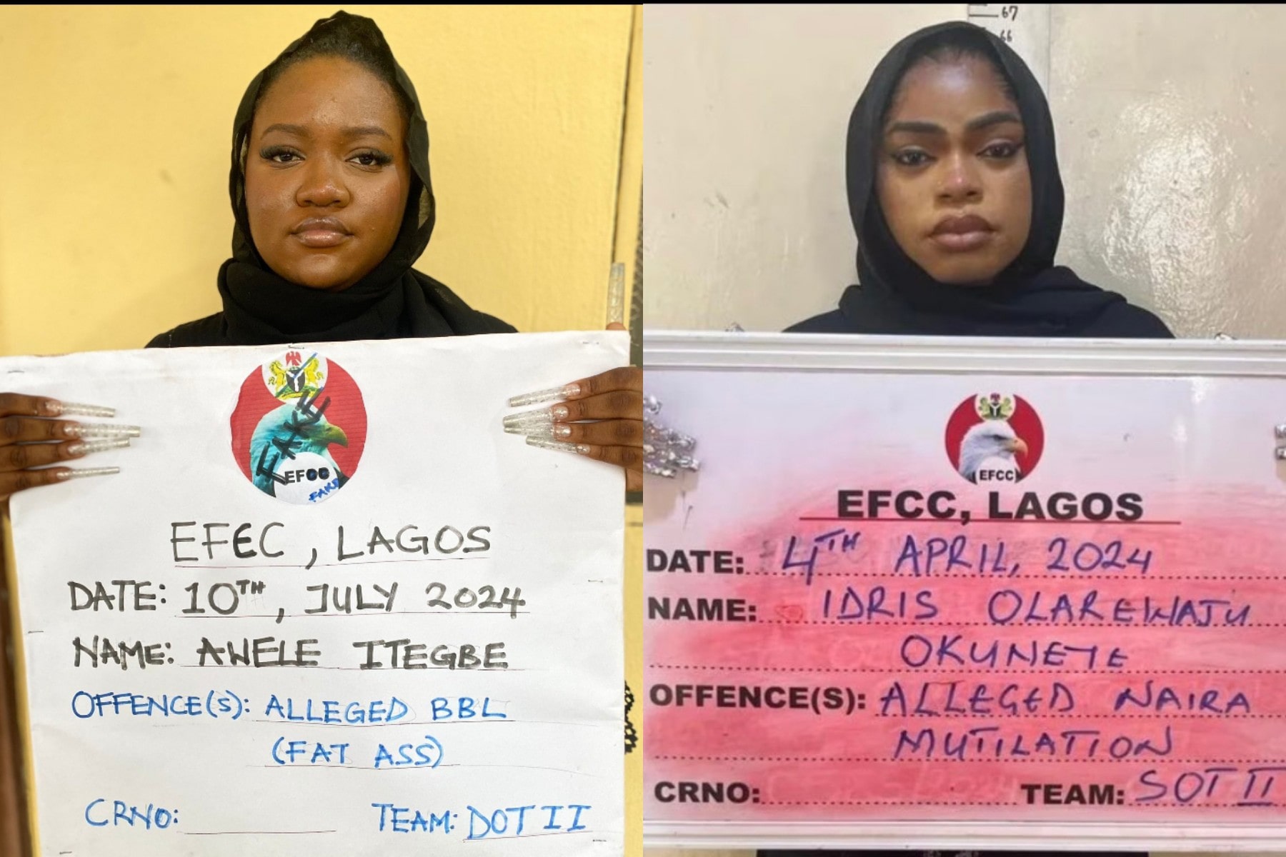Nigerians react as lady recreates Bobrisky’s EFCC mugshot (Photo)