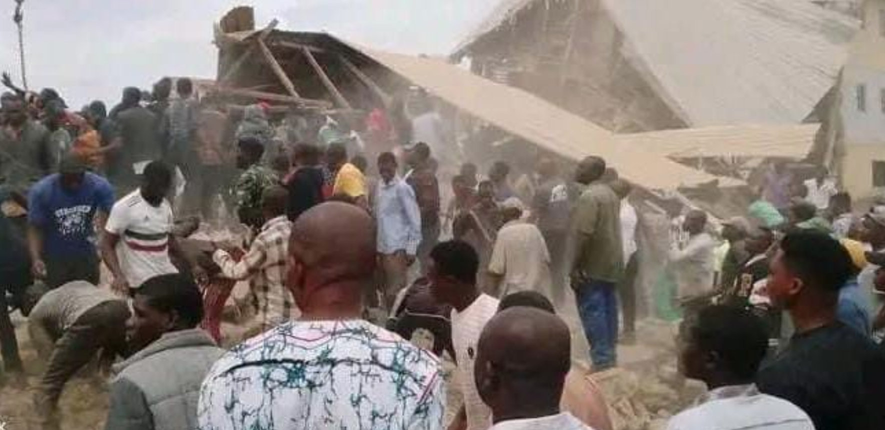 BREAKING: Many student trapped as two-storey school building collapses in Jos