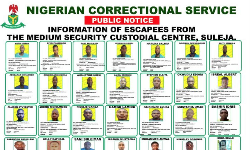 DANGER: NCoS raises alarm over 31 fleeing inmates from Suleja prison
