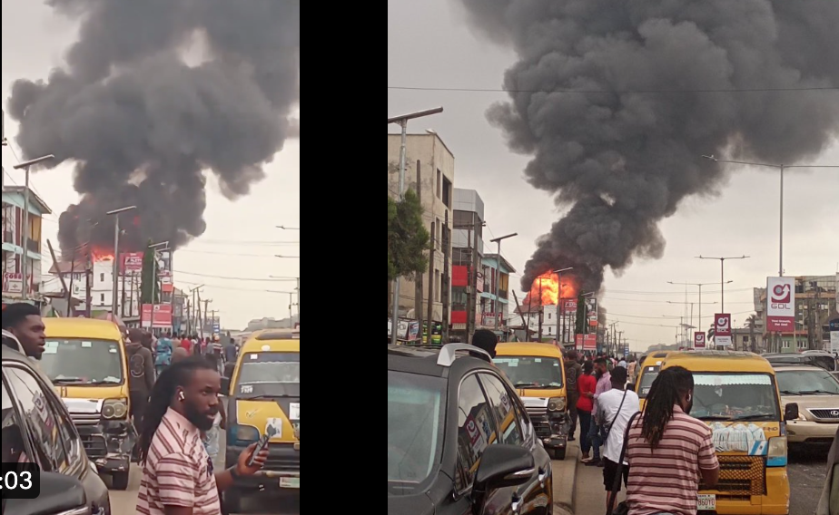 BREAKING: Fire guts Lagos filling station, vehicles, properties destroyed  (Video)