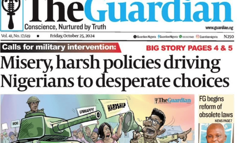 The Guardian’s front page story unsettles presidency