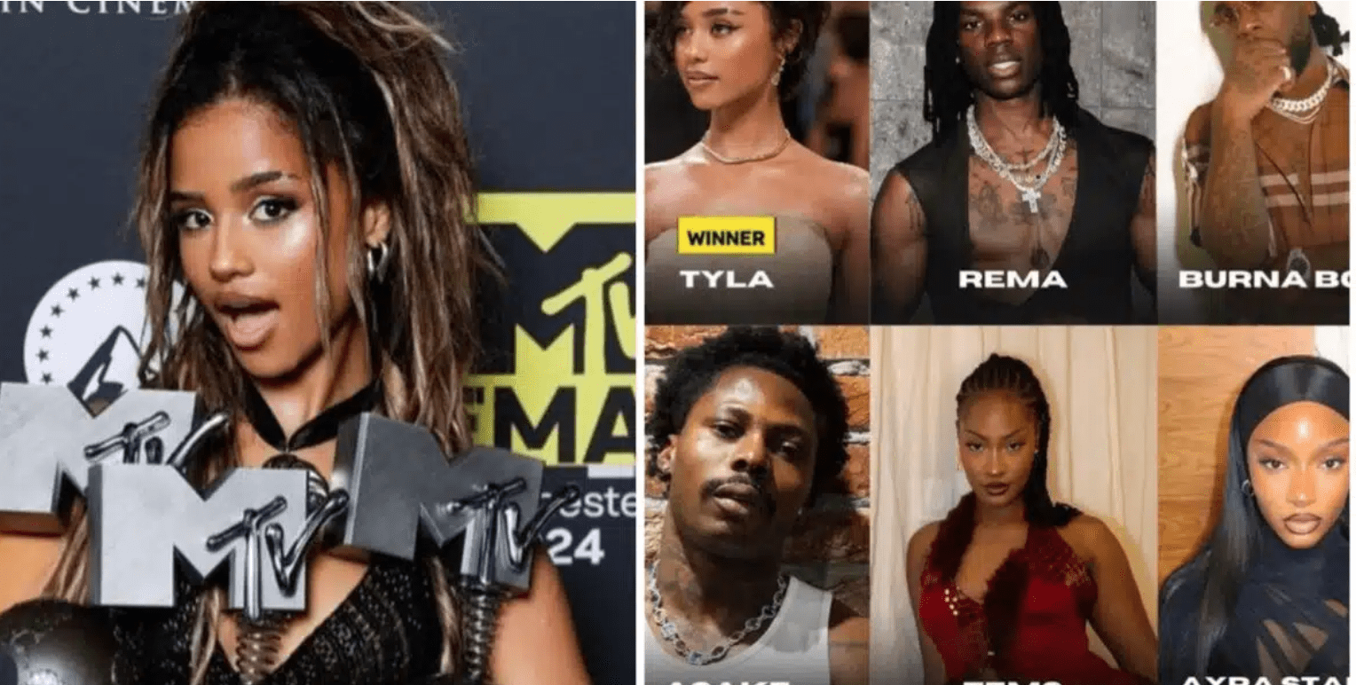 MTV EMAs 2024: Burna Boy, Asake, Rema, Tems lose out as Tyla wins best Afrobeats award
